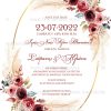TS472-Νο91Κ-01-prosklitiria-gamou-vaptisis-boho-pampas-wedding-apsida-flowers-romantic Προσκλητήριο Γάμου Burgundy Roses TS472
