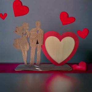 Ξύλινη Κορνίζα Καρδιά Ζευγάρι Αγίου Βαλεντίνου