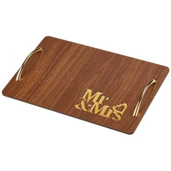 Ξύλινος Δίσκος Με Plexi Glass “MR&MRS” ΝΒ382