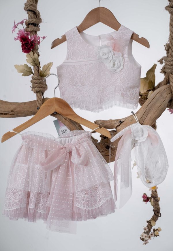 Βαπτιστικό Σετ Με Δαντέλα Λευκό Σάπιο Μήλο Κ95Π