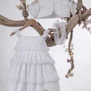 Βαπτιστικό Φόρεμα Λευκό Boho Κ100