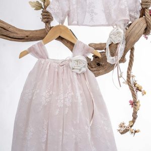 Βαπτιστικό Φόρεμα Δαντέλα Σάπιο Μήλο Κ145