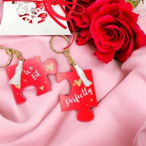 Μπρελόκ Puzzle Για Ζευγάρι Κόκκινο Αγίου Βαλεντίνου