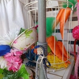Πασχαλινή Λαμπάδα Με Μακραμέ Αντρικό Βραχιόλι Γκρι