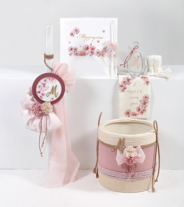 Βαπτιστικό Σετ Floral Μονόγραμμα Κορίτσι